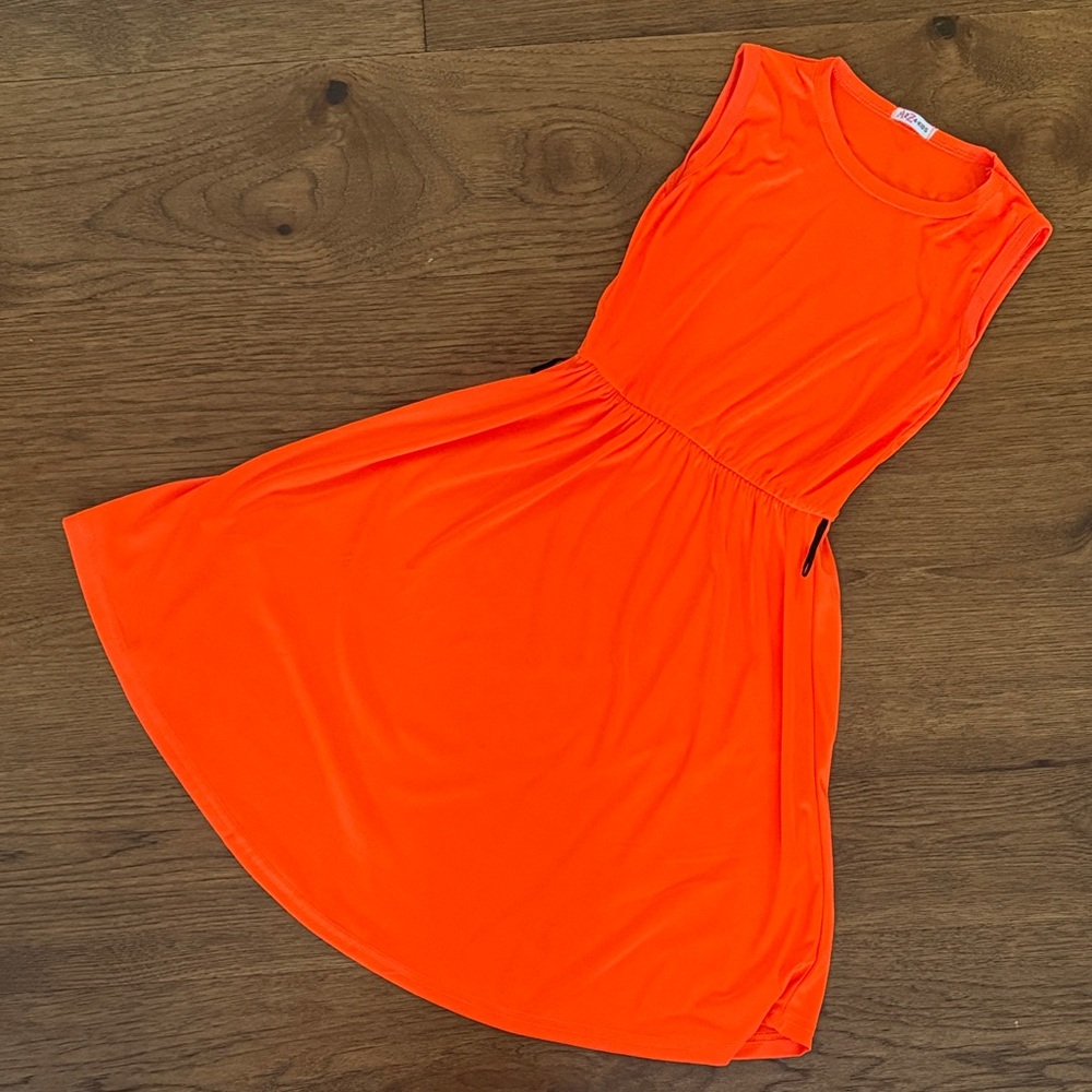 Vibrant Orange Sleeveless Dress